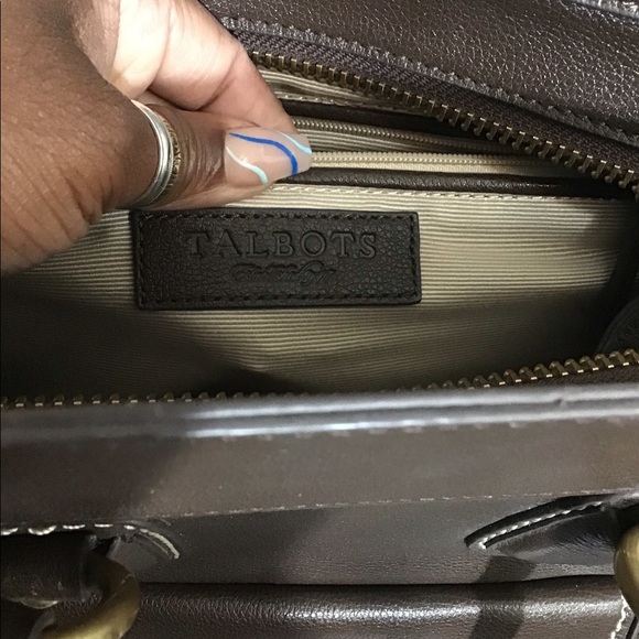 Talbot Leather Tote Handbag /Brass Hardware. Color is Beautiful Chocolate Brown - Picture 5 of 11